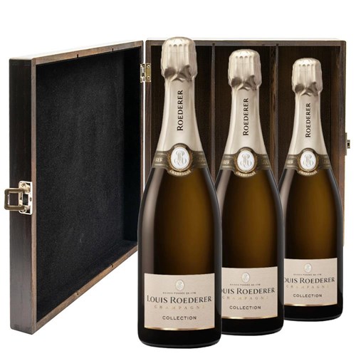 Louis Roederer Collection 245 Champagne 75cl Treble Elm Wood Gift Boxed Champagne (3x75cl)